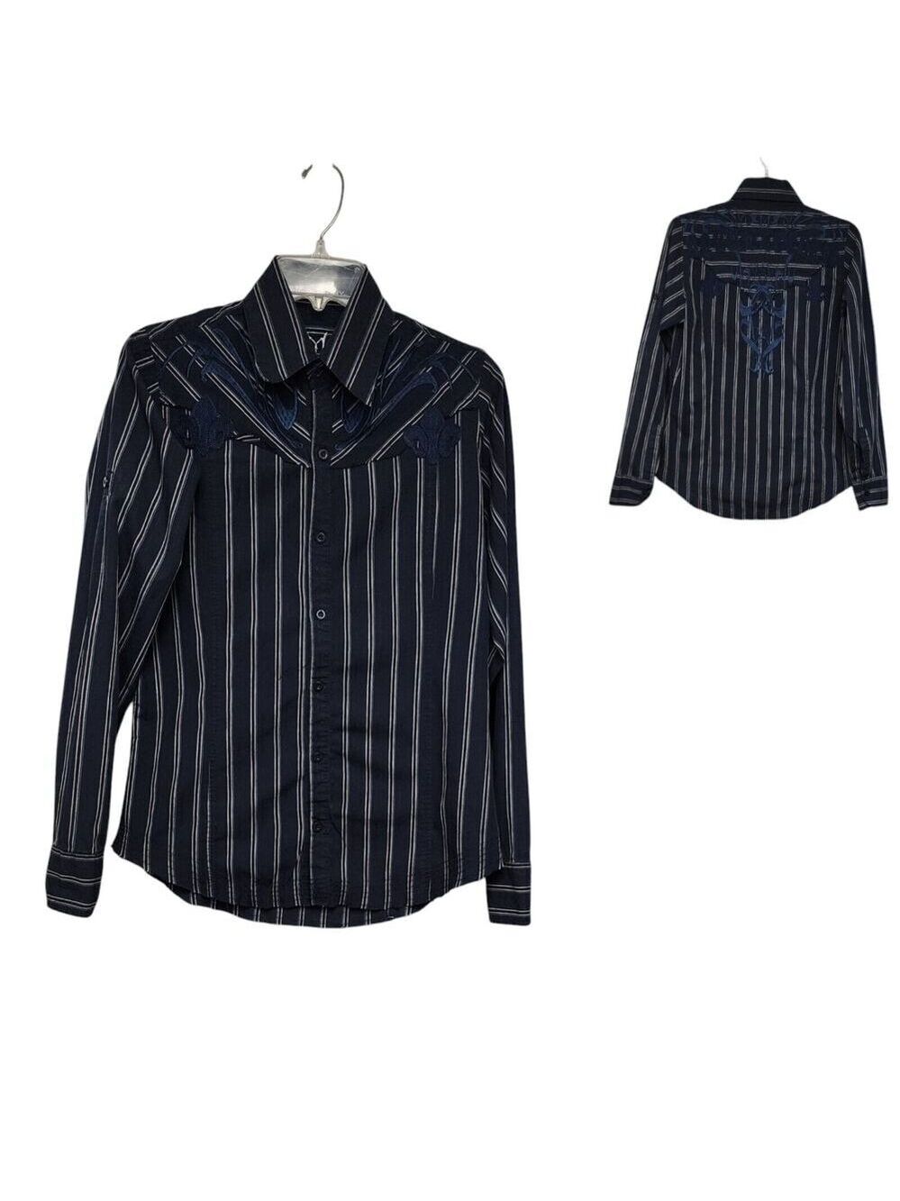 Mens Monarchy Button Down Embroidered Raw Hem Detail Size Small